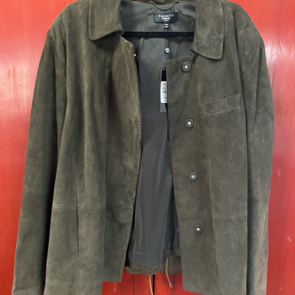 Talbots Plus Size 24W Brown Suede Jacket New Classic Coat